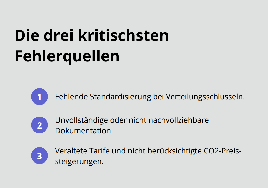 Kompakte Liste der drei häufigsten Fehlerquellen in Abrechnungen