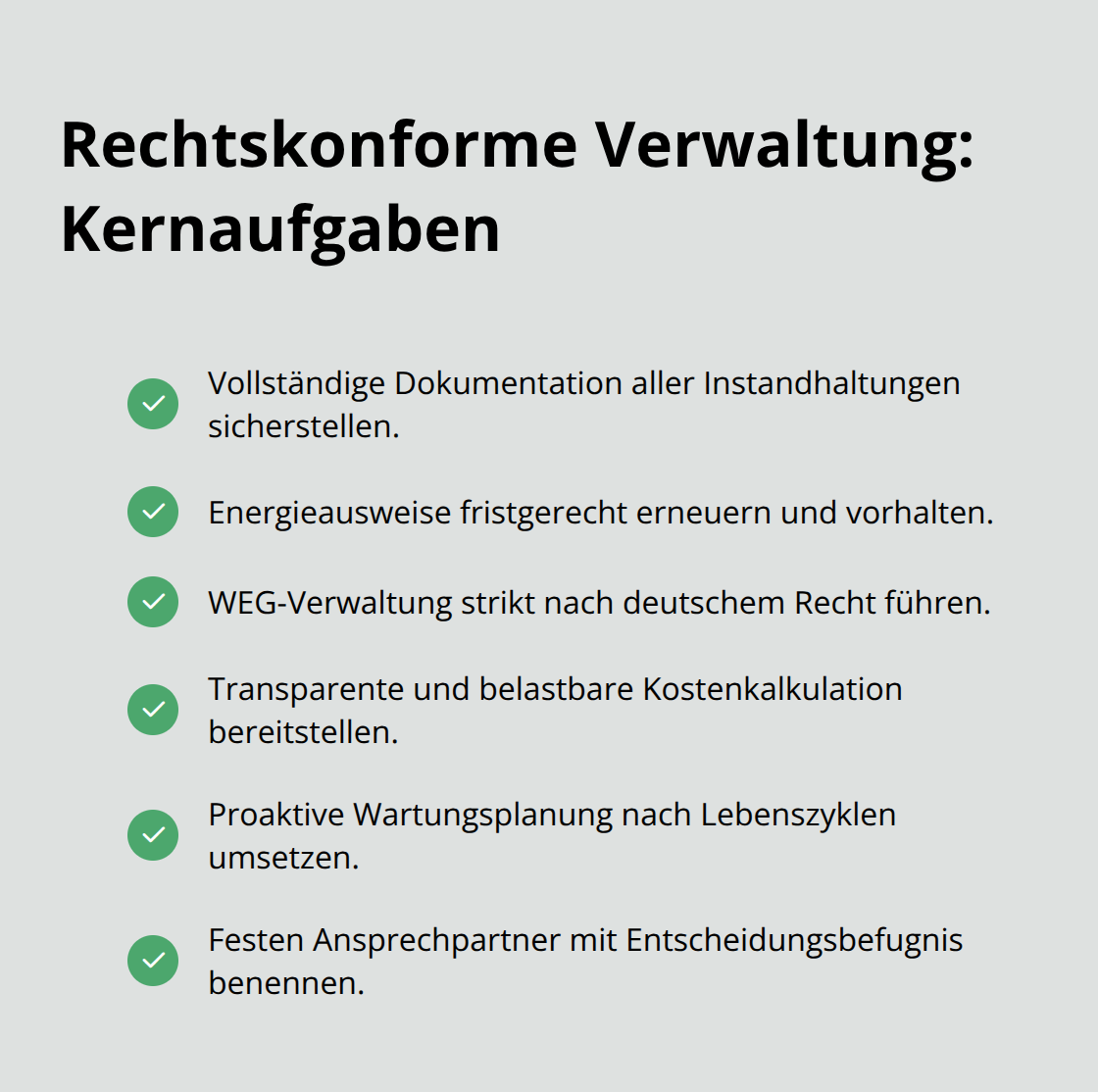Checkliste zentraler Verwaltungsaufgaben zum Schutz des Immobilienwerts - Lokale Immobiliengruppe Köhler Partner