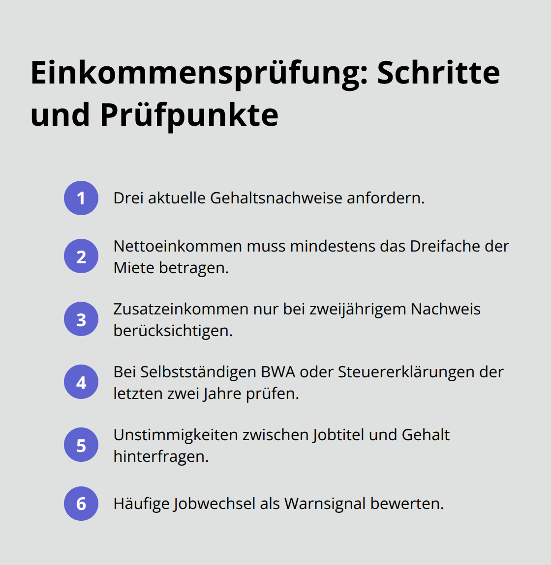 Kompakte Liste zentraler Schritte zur Prüfung der finanziellen Leistungsfähigkeit von Mietbewerbern - Mieterbewertung Bodensee Allgäu