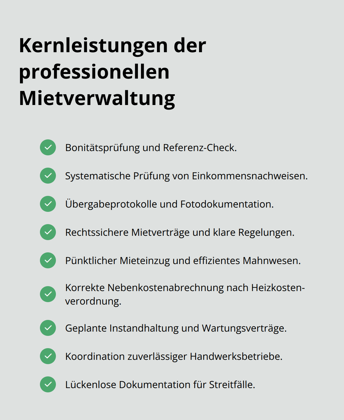 Liste zentraler Leistungen einer professionellen Mietverwaltung für Eigentümer in Allgäu und Oberschwaben - Mietverwaltung Allgäu Oberschwaben