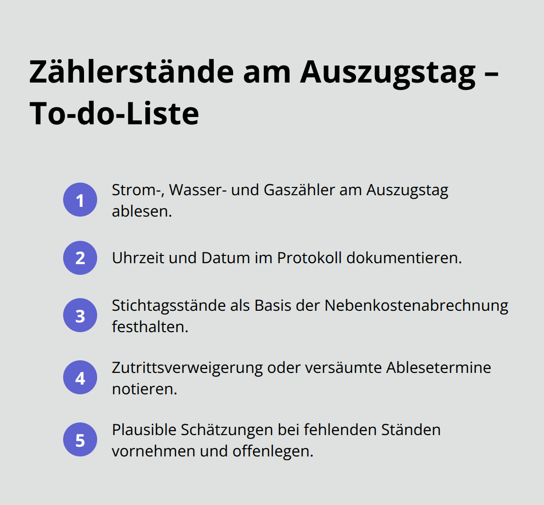 Kompakte Aufgabenliste zur korrekten Erfassung und Dokumentation der Zählerstände