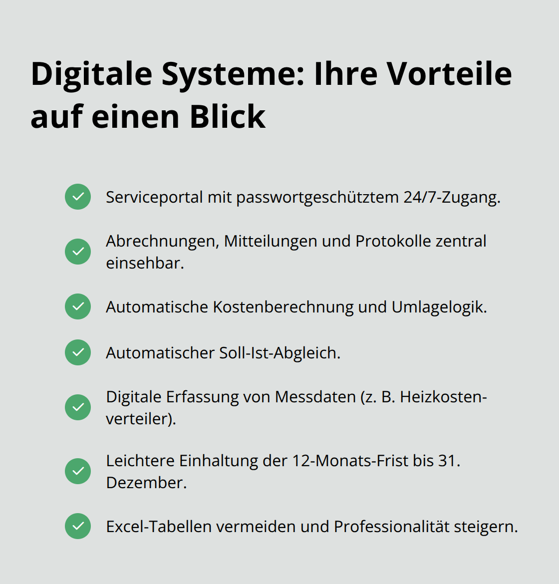 Checkliste mit Vorteilen digitaler Nebenkostenabrechnung für Vermieter in Deutschland