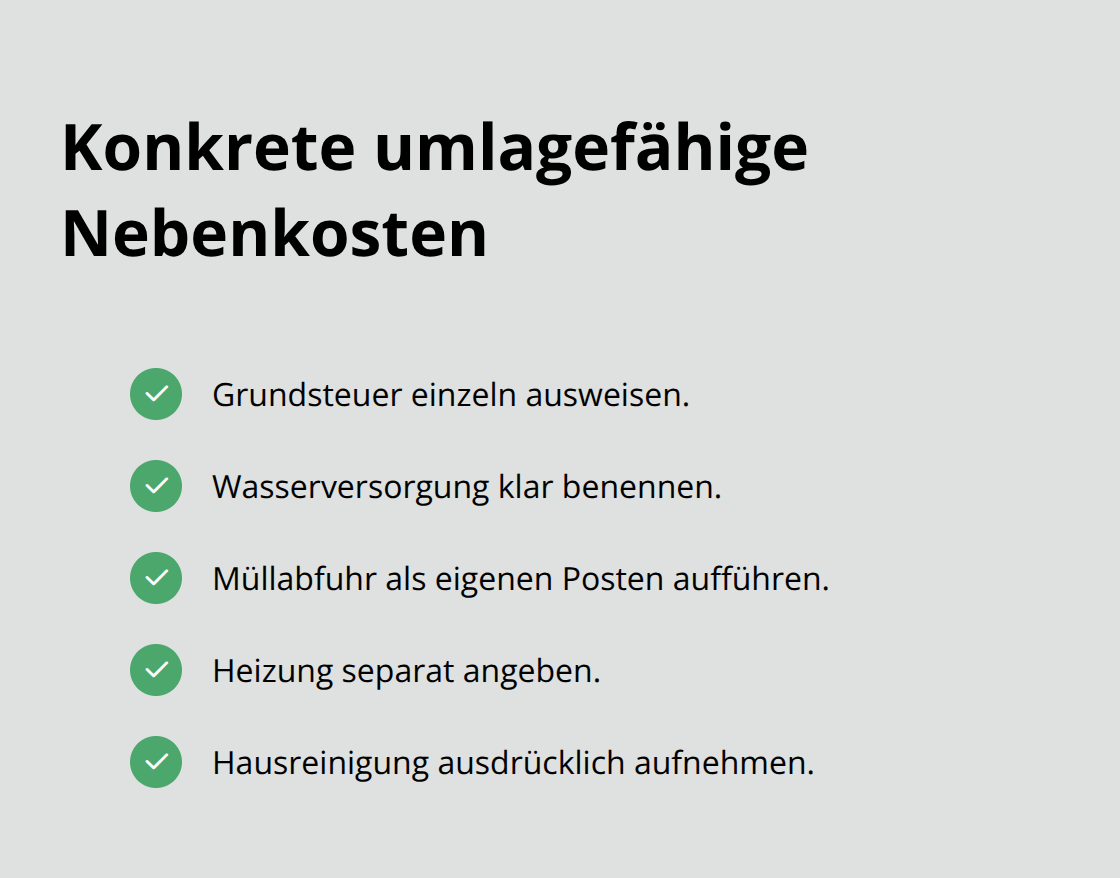 Checkliste umlagefähiger Nebenkosten im Mietvertrag für Vermieter in Deutschland - Mietverwaltung Rechtssicherheit Vermieter