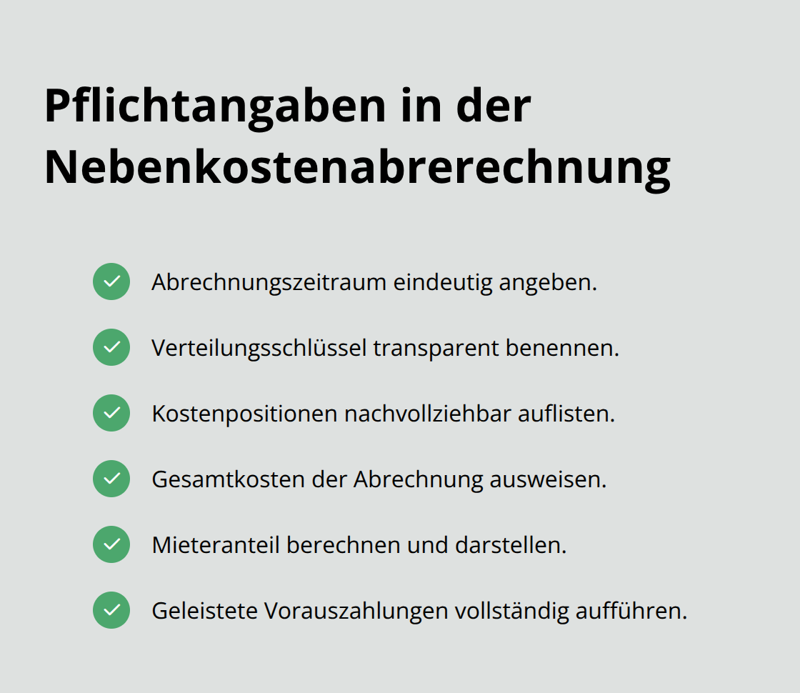 Checkliste der erforderlichen Bestandteile einer Nebenkostenabrechnung - Mietverwaltung zuverlässige Abrechnung