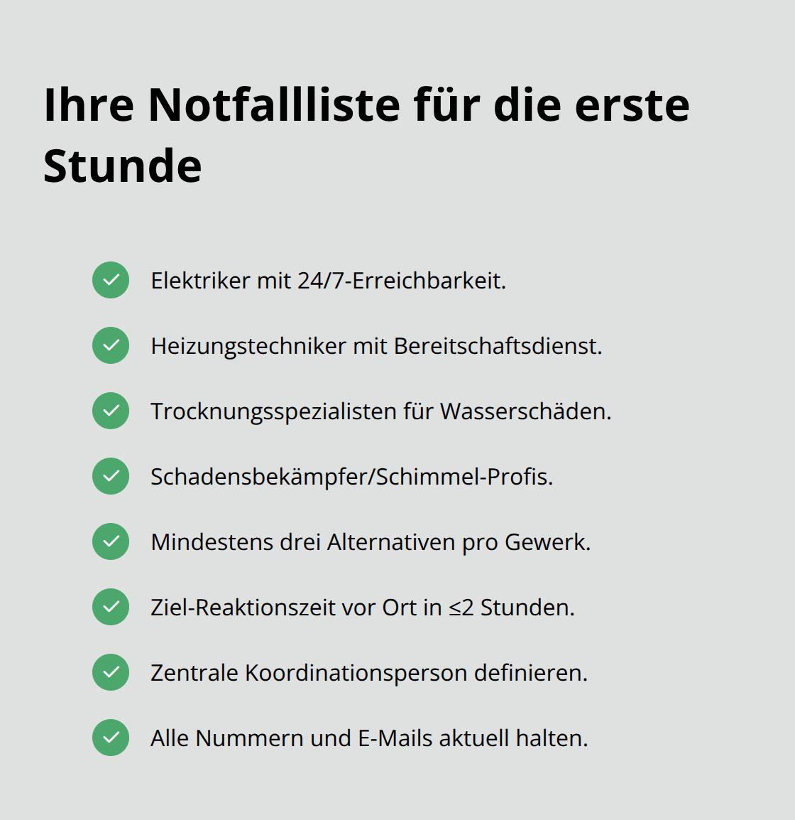 Checkliste der wichtigsten Kontakte und Anforderungen bei Immobilienstörungen - Schäden Schnelle Behebung Oberschwaben