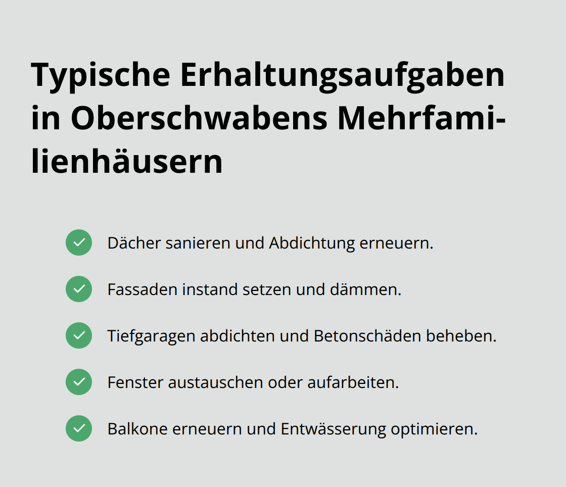 Checkliste typischer Sanierungsbereiche in der Region - WEG-Verwaltung regionale Oberschwaben
