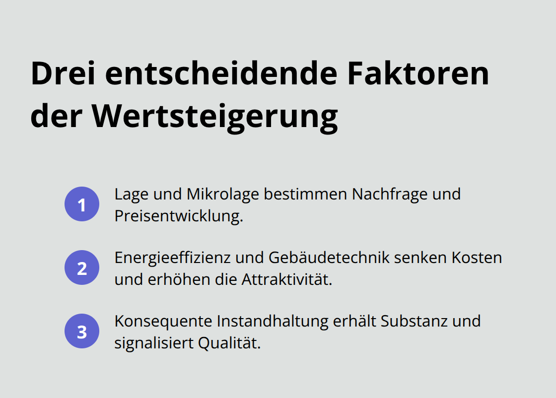 Übersicht der drei Haupttreiber der Wertsteigerung am Bodensee - Wertsteigerung Eigentümergemeinschaft Bodensee