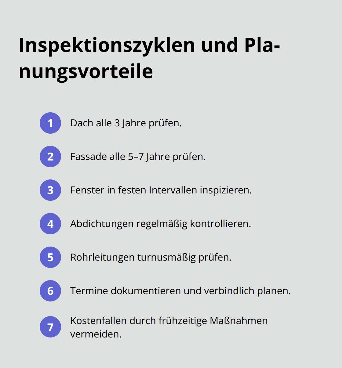 Übersicht zu Prüfintervallen und Planungseffekten - Wohnungseigentümergemeinschaft Beratung Bodensee Allgäu